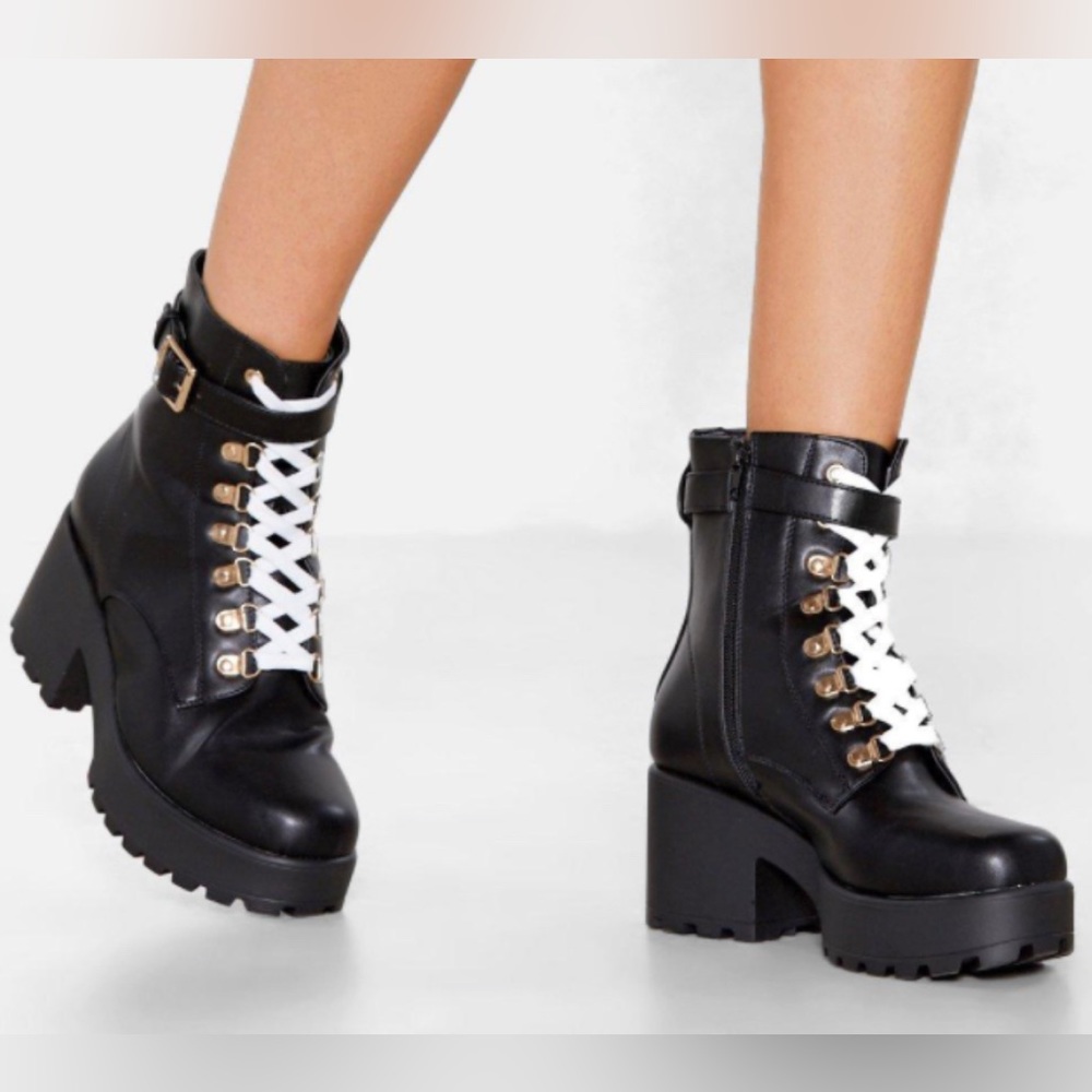 Koi Footwear / Nasty Gal Chunky Heeled Combat Boots